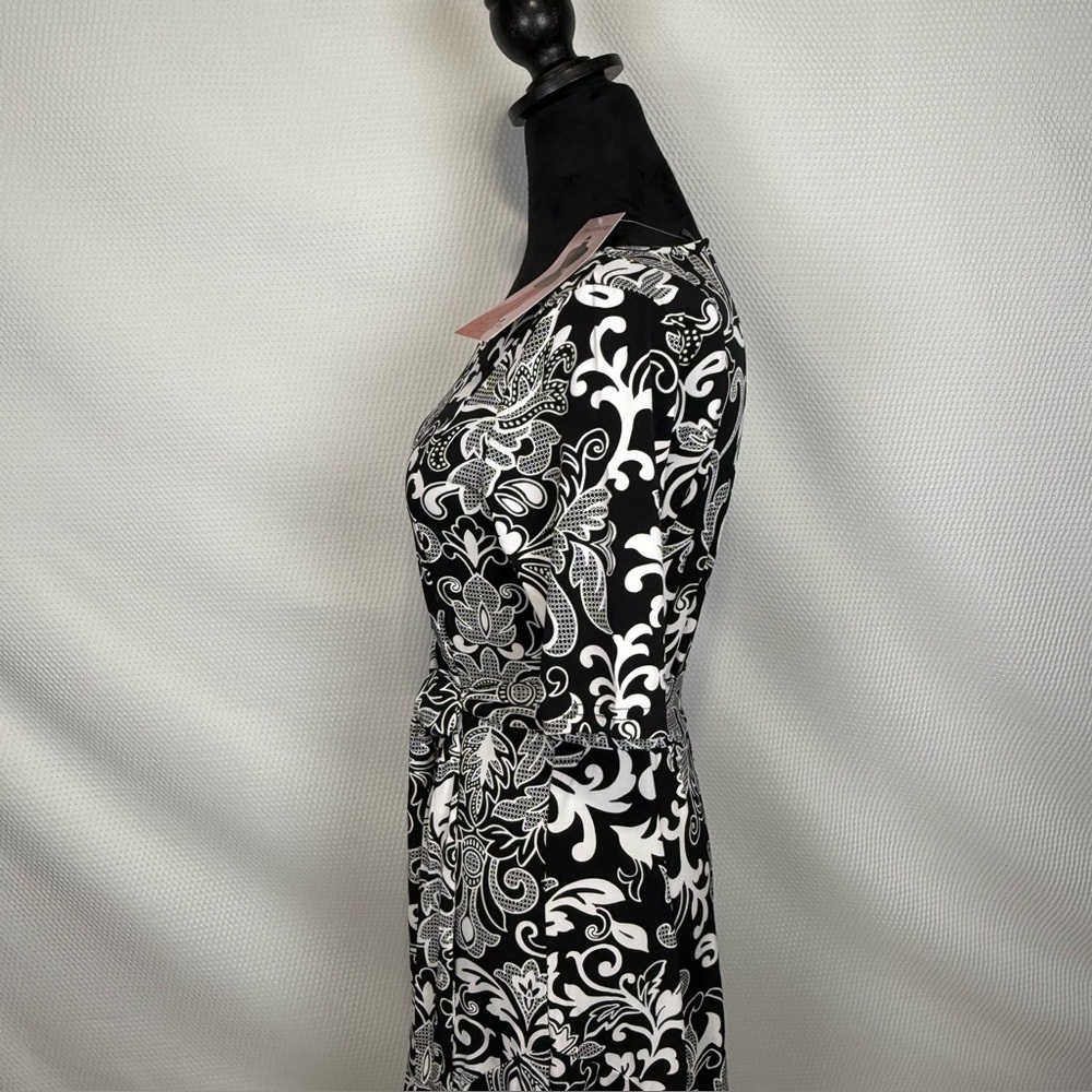 NWT Nina Leonard Miracle Matte Jersey Maxi-dress Sz Small Floral Scroll - Picture 2 of 12